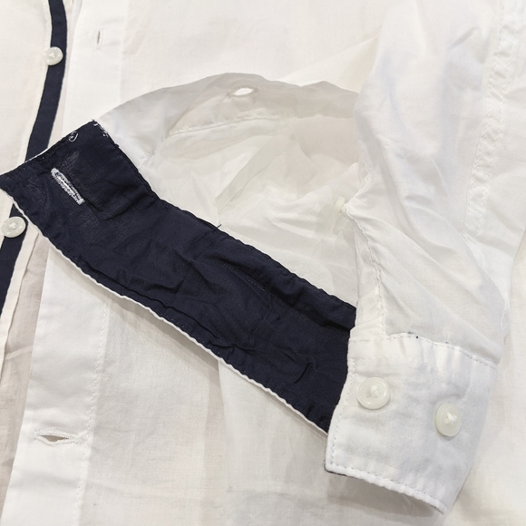 H&M Regular Fit White / Blue Cotton Large Shirt - Picture 3 of 6